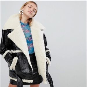Monki Shearling Aviator Jacket